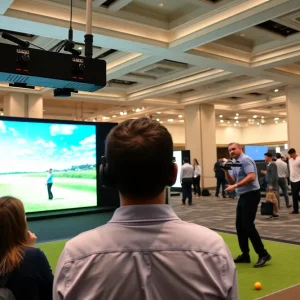 Live demonstration of ELVA Golf's markerless 3D motion capture technology at the PGA Show.