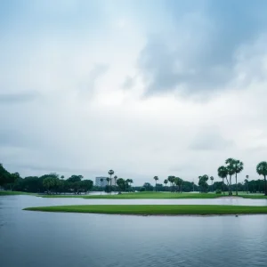 Flooded golf course in Orlando after Hurricane Milton