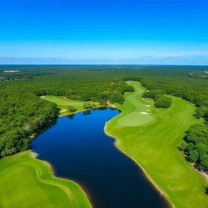 Aerial view of the Golf Club of the Everglades with a beautiful landscape.