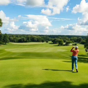 View of a golf course in Orlando with beautiful landscapes