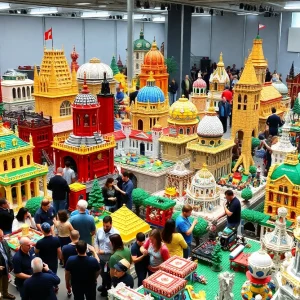 Crowd admiring LEGO displays at the Orlando Brick Convention 2025