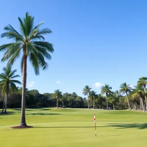 Scenic golf course in Orlando with palm trees