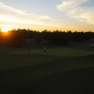 Scenic golf course in Orlando at sunset