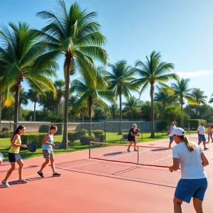 Players enjoying pickleball in a Florida state park