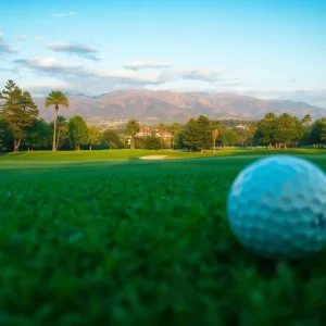 Close-up of a beautiful golf course showcasing manicured greens.