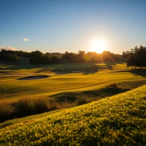 Close-up view of a beautiful golf course showcasing lush greens.