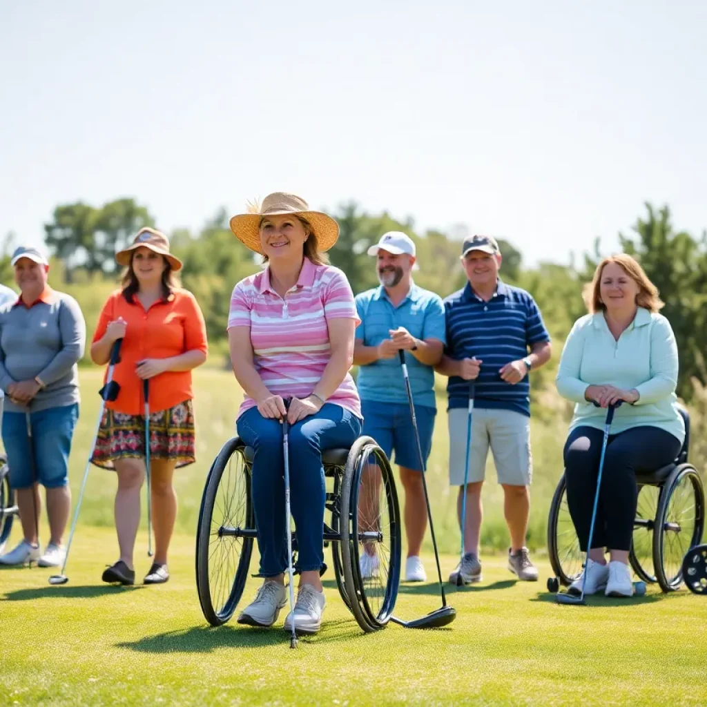 Participants of the adaptive golf program enjoying a sunny day of golf.