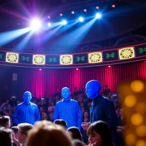 Colorful representation of Blue Man Group's new theater at ICON Park, Orlando.