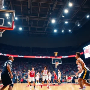 Action shot from the Colorado Buffaloes basketball game against Arizona State.