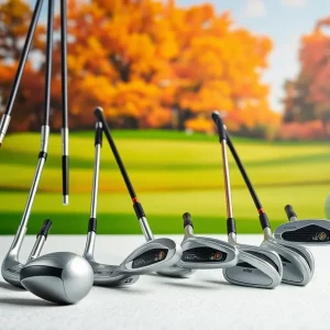 Display of Callaway Elyte family golf clubs on a golf course