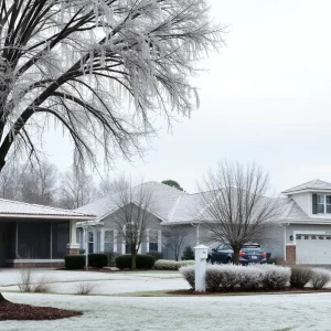 Frost-covered landscape in Central Florida during winter