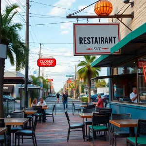 An empty restaurant in Central Florida with a closed sign, evoking a sense of loss in the local dining community.