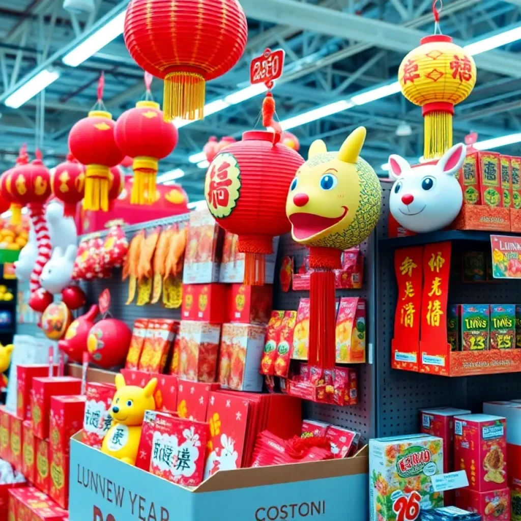 Lunar New Year decorations and offerings at Costco