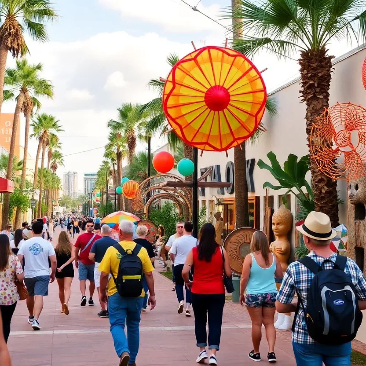 People enjoying a cultural walking tour in downtown Orlando