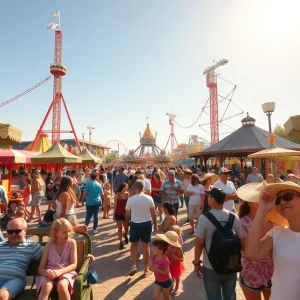 Families at Disney World in hot weather seeking shade