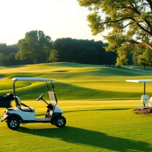 Golfer with travel concierge in a beautiful golf course