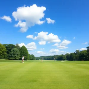 Golfers on a beautiful course enjoying the outdoors