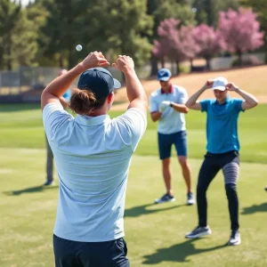 Golf fitness training session with diverse group