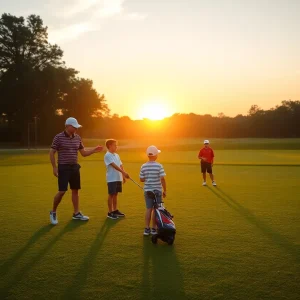 Young golfers practicing at a golf academy in Orlando