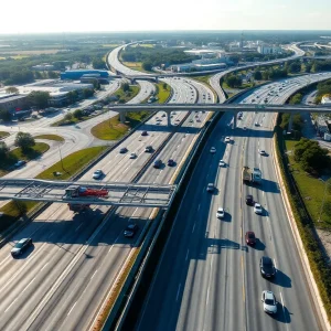 Aerial view of I-4 showing construction for congestion relief