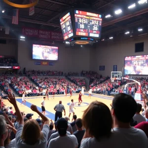 Iowa State basketball players competing during a game