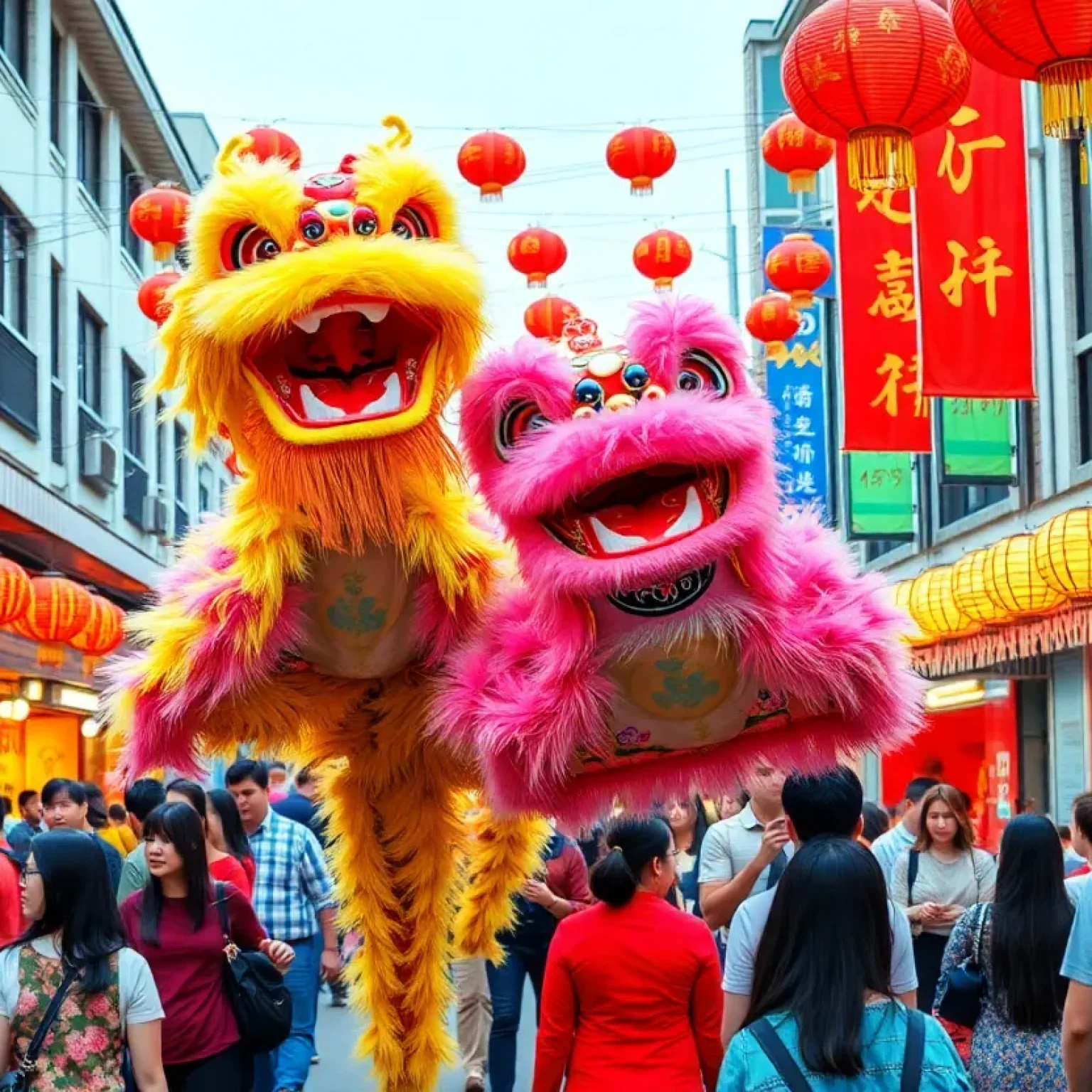 Orlando Lunar New Year festival with lion dance and colorful decorations