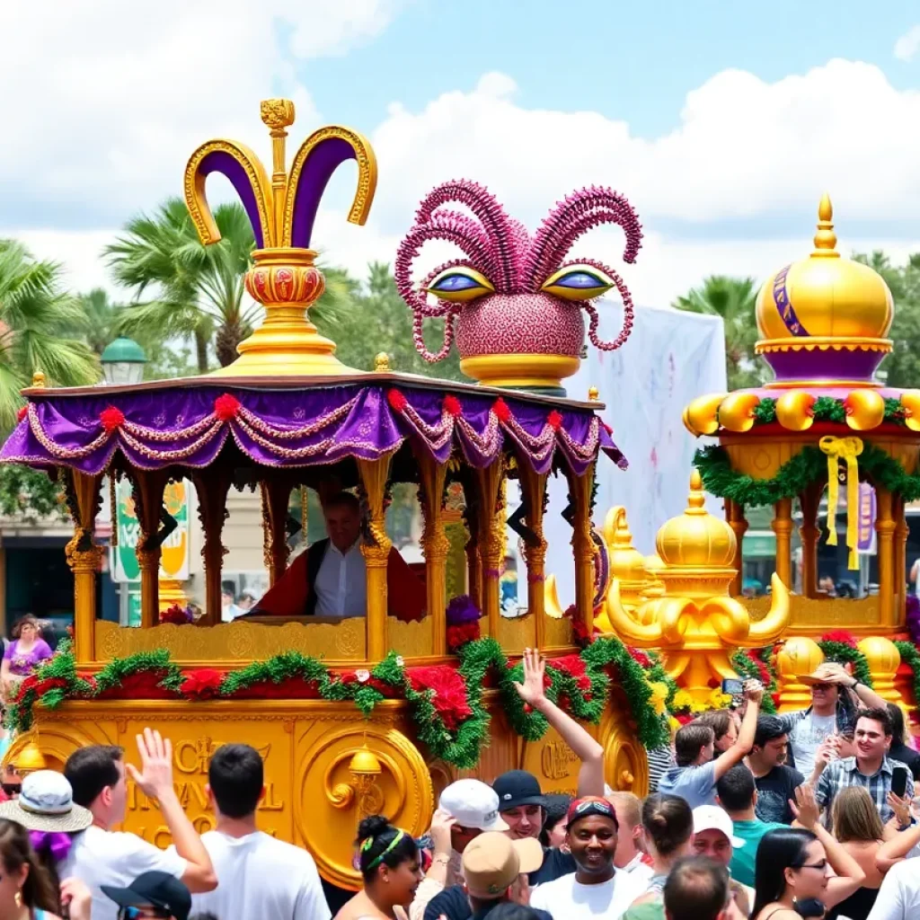 Parade at Universal Orlando during Mardi Gras celebration