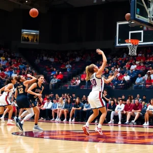 Women basketball players in action during a game