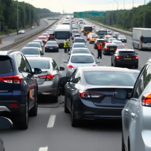 Scene of a multi-vehicle crash on Interstate 4 near Orlando