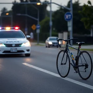 Scene of a tragic bicycle accident in Orange County with a bicycle on the street.