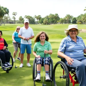 Participants in the adaptive golf program enjoying golf in Orlando