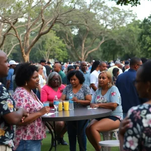 Community members enjoying a gathering at Azalea Park in Orlando, Florida.