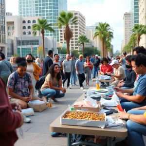 Community members in Orlando working together to support the homeless population.