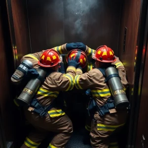 Firefighters rescues from an elevator shaft in Orlando