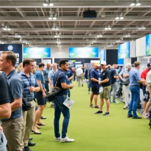 Attendees exploring the latest golf equipment at the PGA Merchandise Show in Orlando.