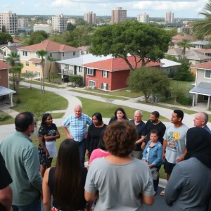 Residents of SoDo neighborhood discussing the proposed homeless shelter