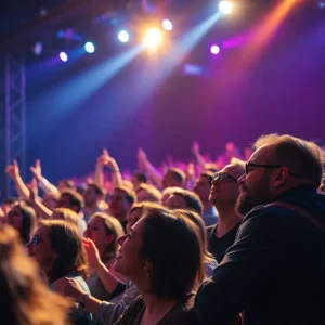 Audience enjoying a comedy performance at a theater.