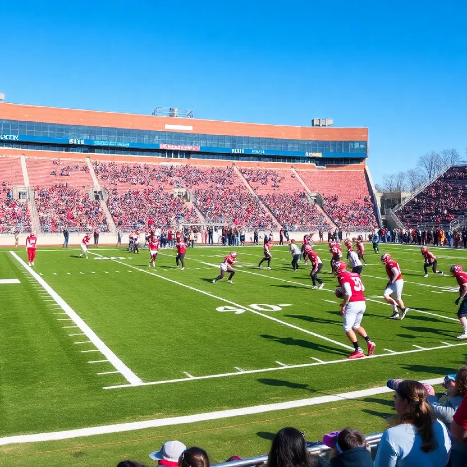 UCF football players in action during a spring scrimmage