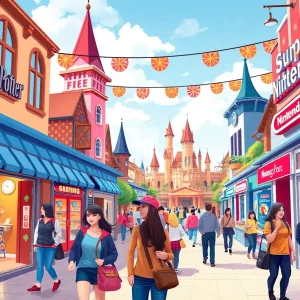 Concept image of Universal Orlando CityWalk expansion featuring Harry Potter and Super Nintendo World themes.