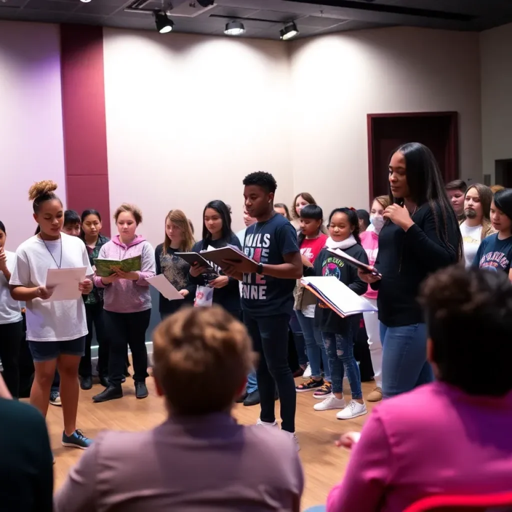 Youth poets performing at Voices of Freedom residency event