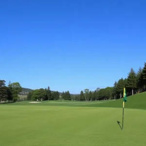 Close-up of a beautiful golf course with lush greens.