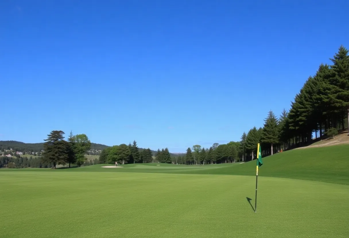 Close-up of a beautiful golf course with lush greens.