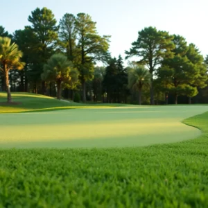 Beautiful golf course surrounded by lush nature