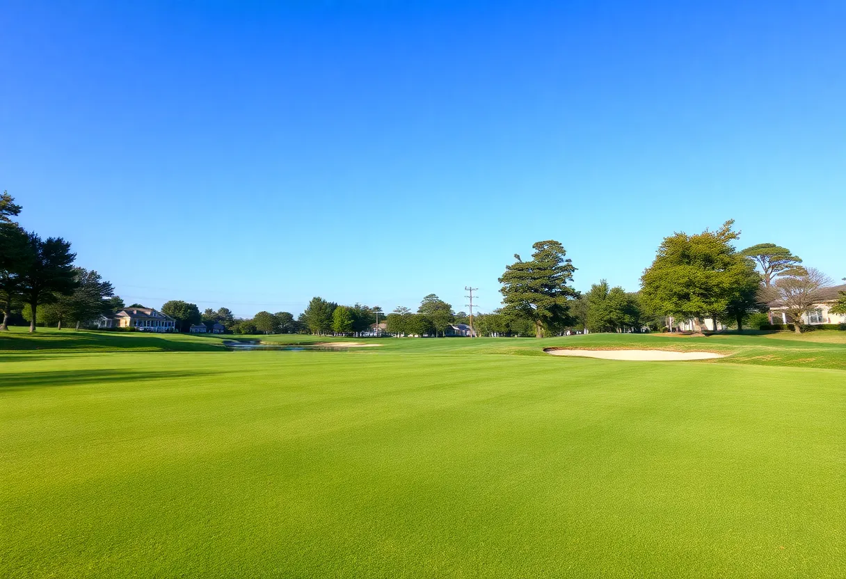 Close-up of a beautiful golf course showcasing lush fairways and greens