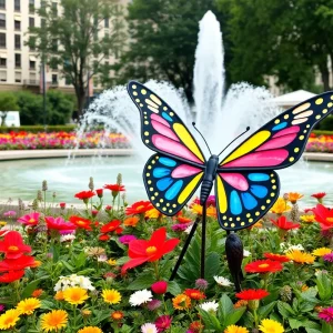 A beautiful butterfly sculpture garden at Lake Eola Park in Orlando