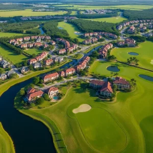 Aerial view of Cabot Citrus Farms luxury golf resort in Florida