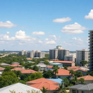 Skyline view of Central Florida with residential and apartment buildings