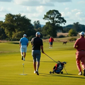 Golfers competing at the Cognizant Classic with an alligator on the course.