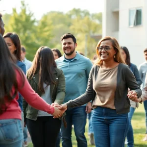 Community members celebrating the safe return of a missing teen