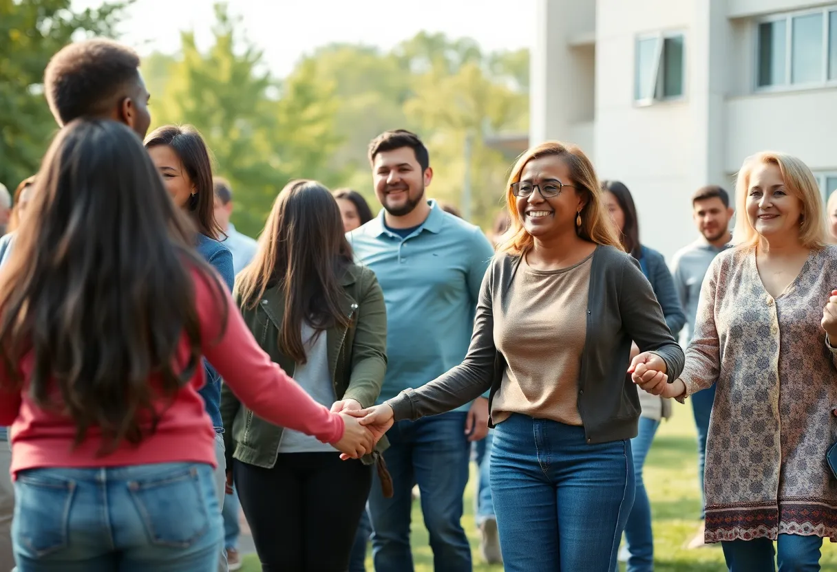 Community members celebrating the safe return of a missing teen